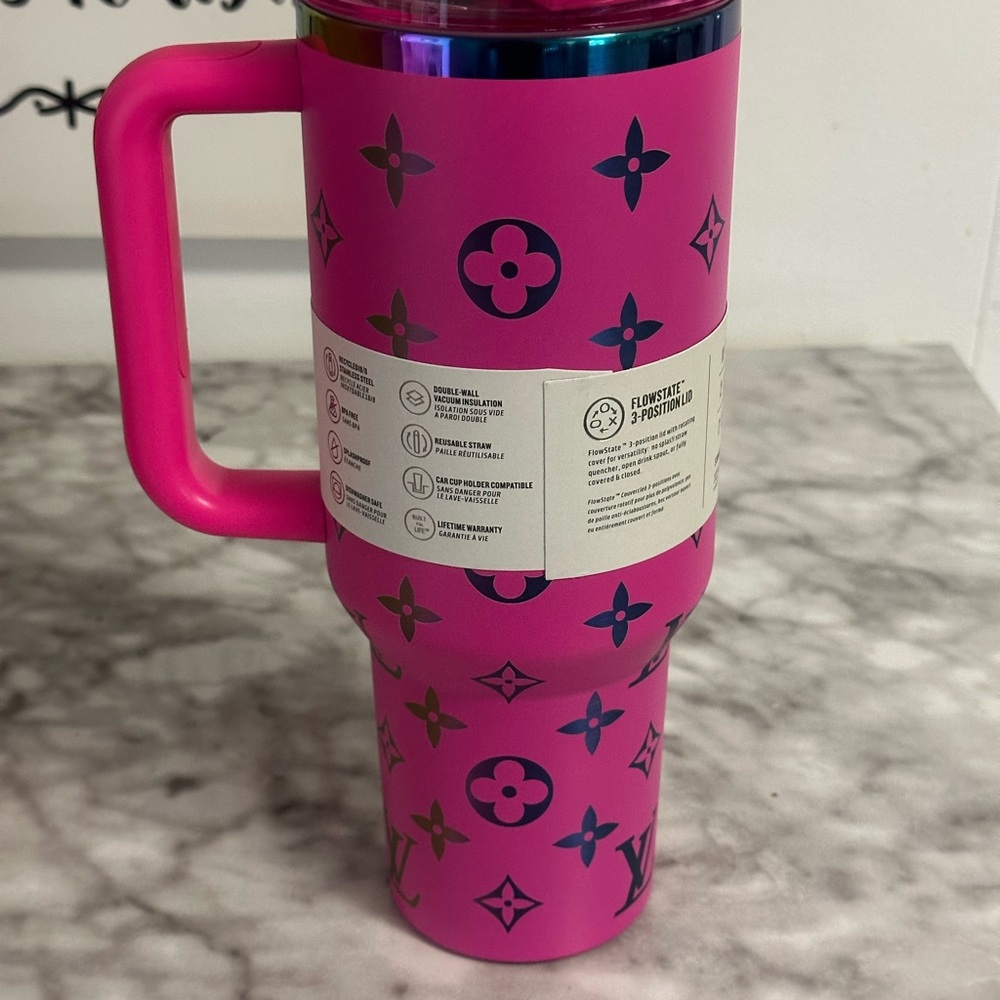Stanley Hot Pink Travel Quencher Tumbler with Metallic Accents - Picture 2 of 11